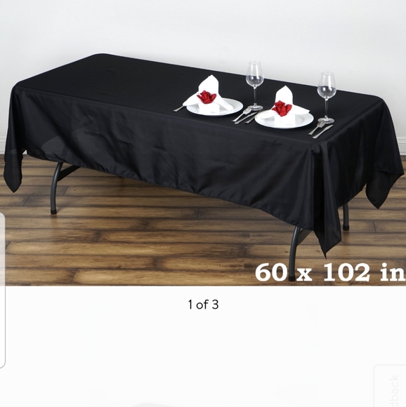 60"x102" Black Rectangular Tablecloth - Picture 1 of 1